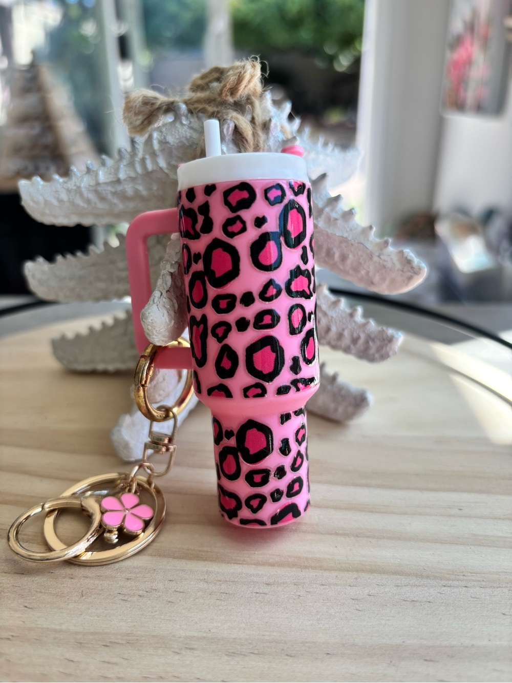 Pink Leopard Print Tumbler Keychain/bagcharm - Accessories